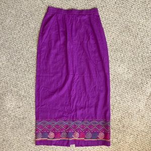 Ali Miles Embroidered Purple Maxi Skirt, Size Medium